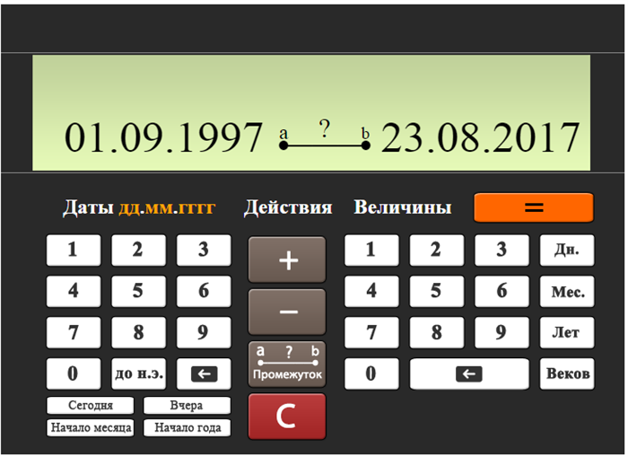 Работа на клавиатуре компьютера при использовании калькулятора в календарном периоде 11 месяцев и 28 дней